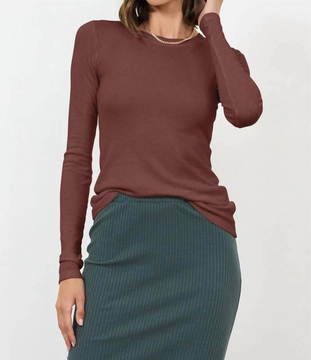 NEW LAMADE classic long sleeve thermal top in hazelnut